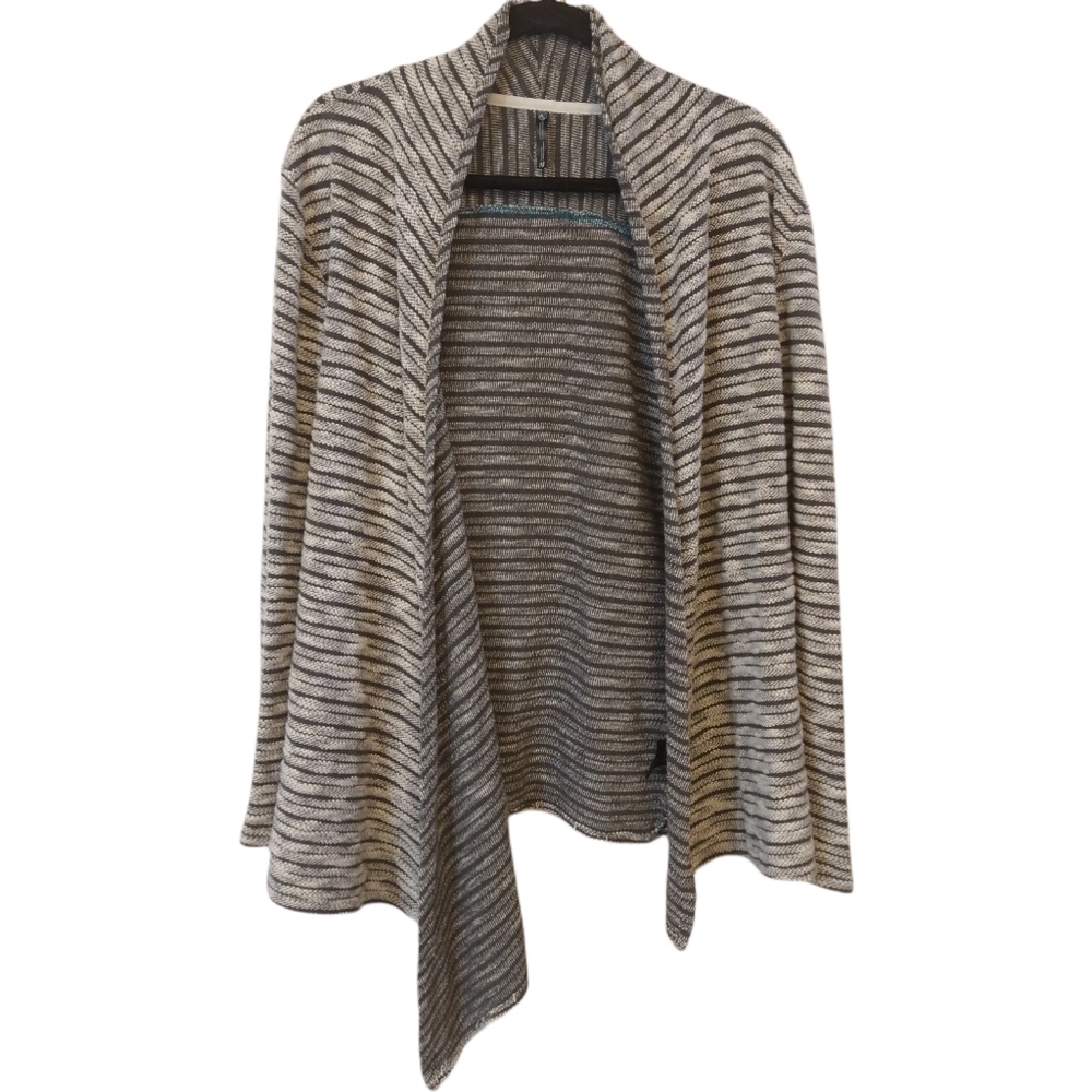 Kuhl Gray and White Waterfall Open Cardigan. Size Medium